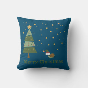 Elf Snail Christmas Scene Cushion
