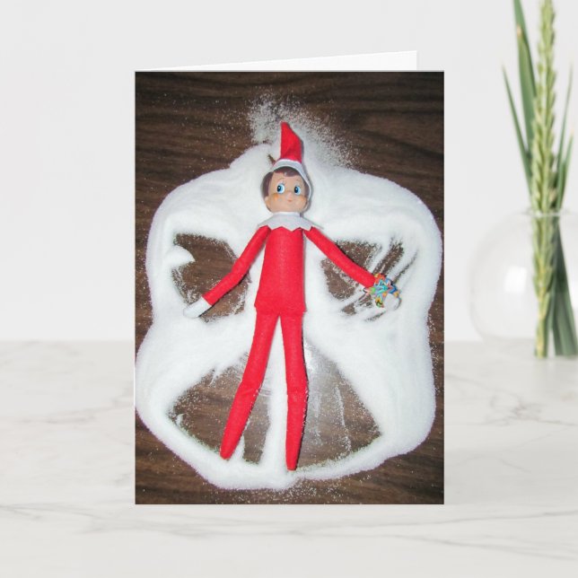 Elf Snow Angel Christmas Card (Front)