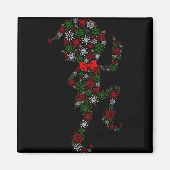 Elf Snowflake Xmas Tree Lights Merry Christmas Boy Magnet (Front)