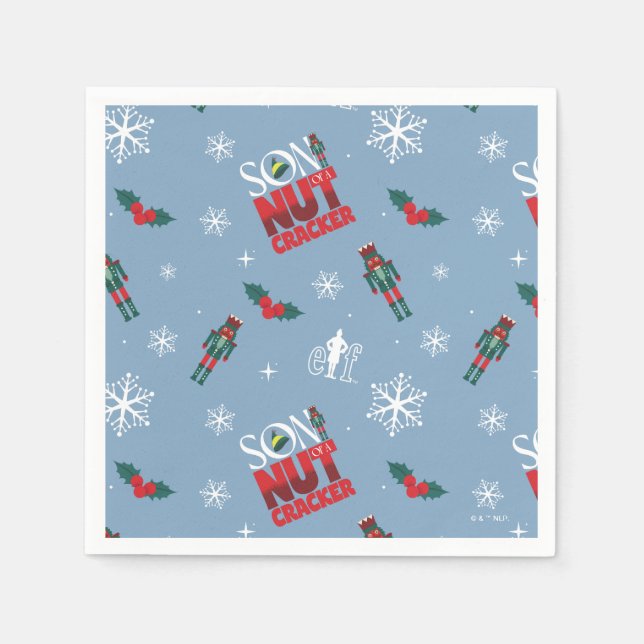 Elf "Son of a Nutcracker" Winter Pattern Napkin (Front)