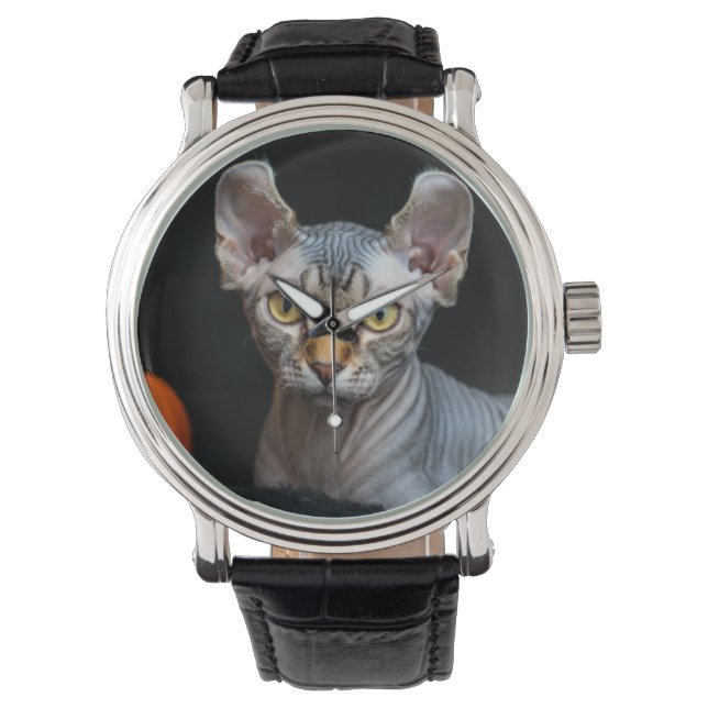Elf Sphynx Cat Photo Portrait Custom Pet Picture  Watch (Front)