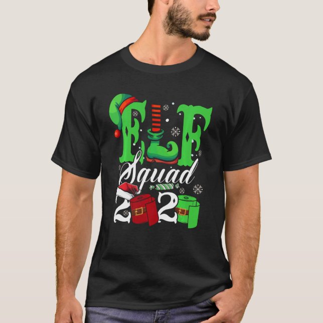Elf Squad 2020 Merry Quarantine Christmas Santa Ha T-Shirt (Front)