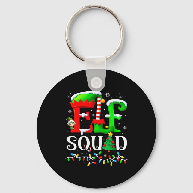 Elf Squad Christmas Family Matching Pajamas Elf Bo Key Ring (Front)