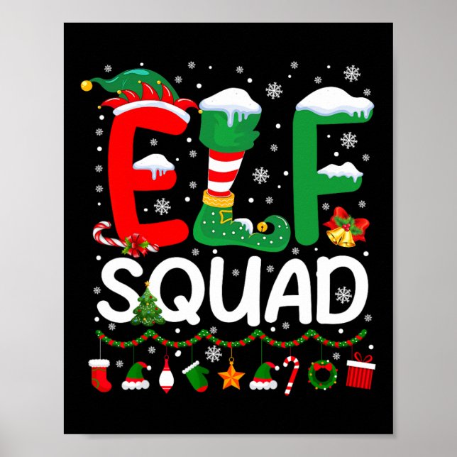 Elf Squad Christmas Family Matching Pyjamas Kids F Poster (Front)