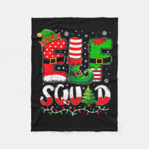 Elf Squad Christmas Family Matching Xmas Elf Pajam Fleece Blanket