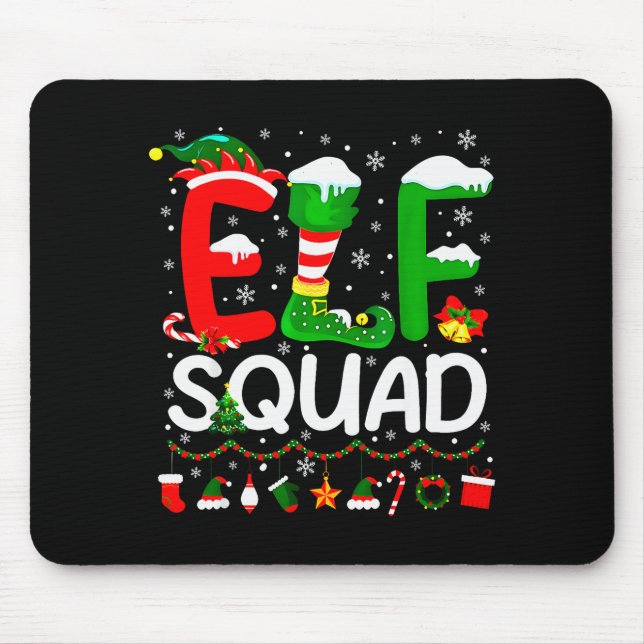 Elf Squad Christmas Family Matching Xmas Elf Pajam Mouse Pad (Front)