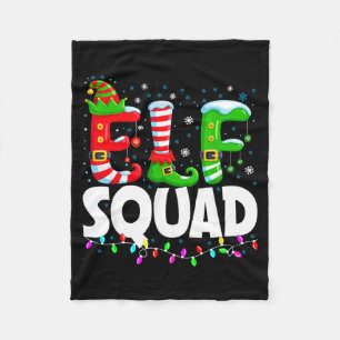 Elf Squad Christmas Family Matching Xmas Pajamas  Fleece Blanket