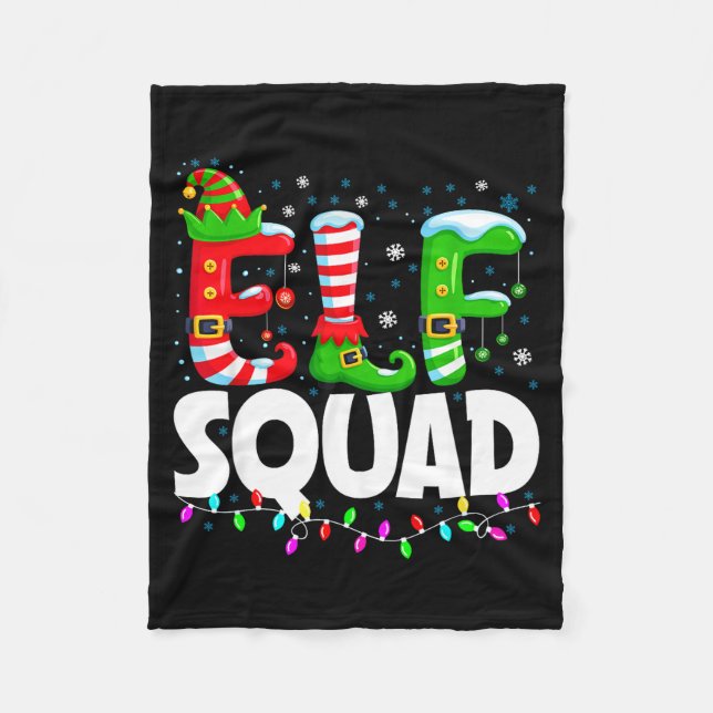 Elf Squad Christmas Family Matching Xmas Pajamas  Fleece Blanket (Front)