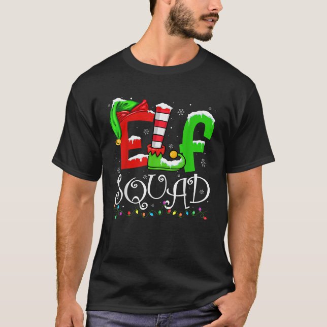 Elf Squad Christmas Funny Family Matching Pyjamas  T-Shirt (Front)