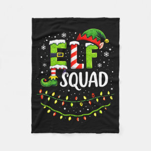 Elf Squad Christmas Lights Matching Holiday Crew  Fleece Blanket
