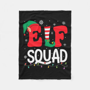 Elf Squad Christmas Matching Family Group Elf Xmas Fleece Blanket