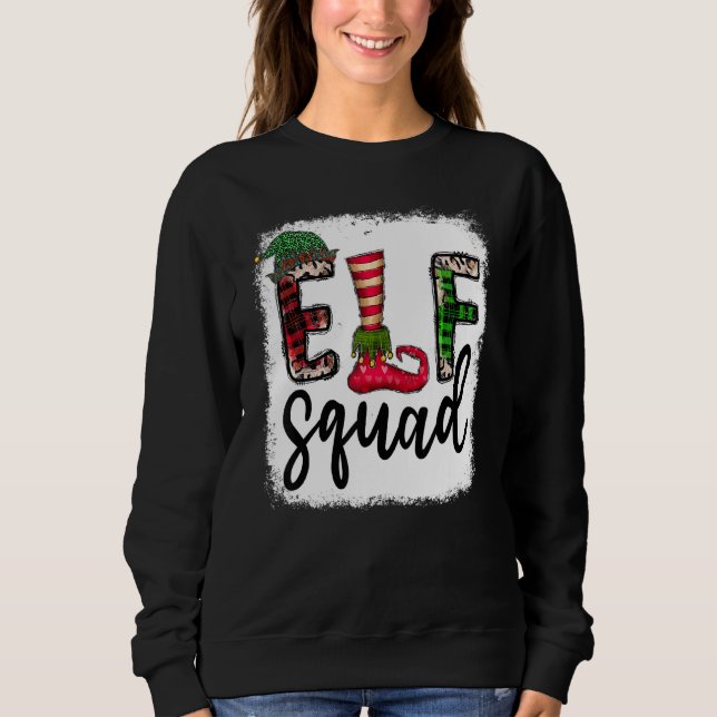 Elf Squad Elf Feet Merry Christmas Leopard Plaid B Sweatshirt (Front)