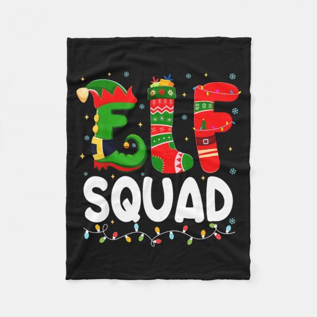 Elf Squad Family Christmas Matching Pajamas Xmas T Fleece Blanket (Front)