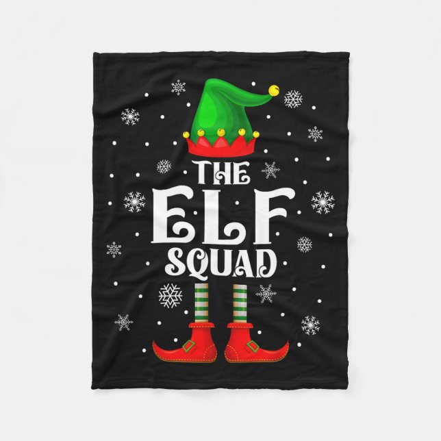 Elf Squad Family Matching Xmas Funny Christmas Vib Fleece Blanket (Front)