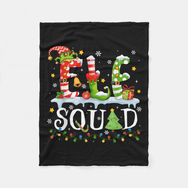 Elf Squad Funny Elf Family Christmas Matching Paja Fleece Blanket (Front)
