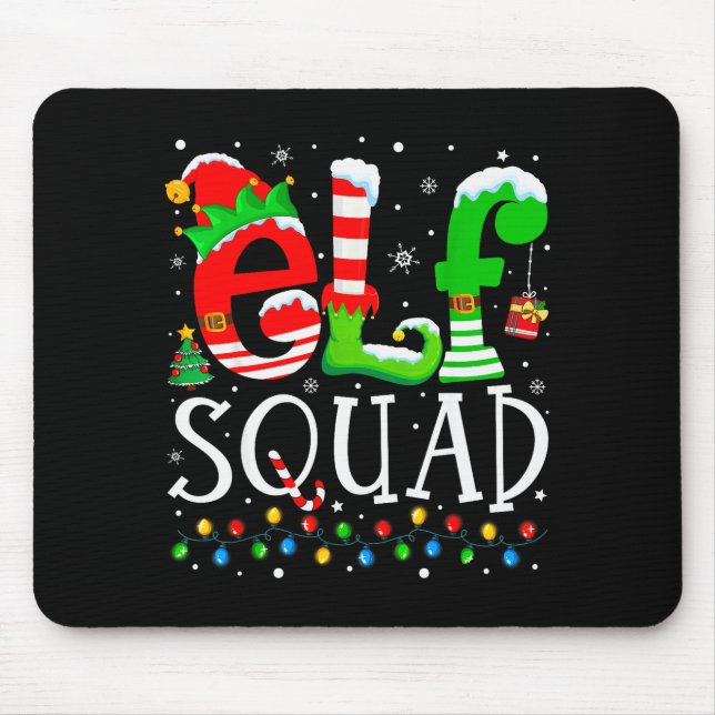 Elf Squad Funny Elf Family Christmas Matching Paja Mouse Pad (Front)