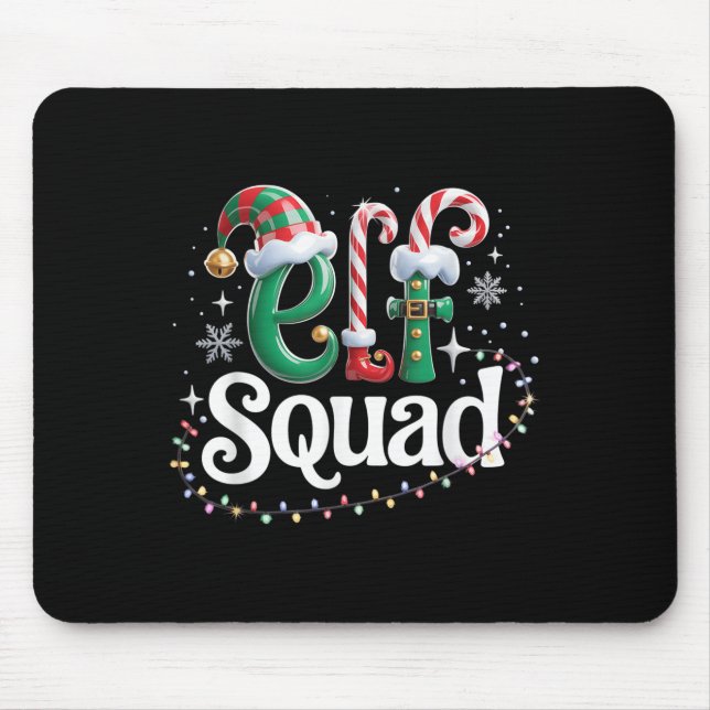 Elf Squad Funny Elf Family Christmas Matching Paja Mouse Pad (Front)