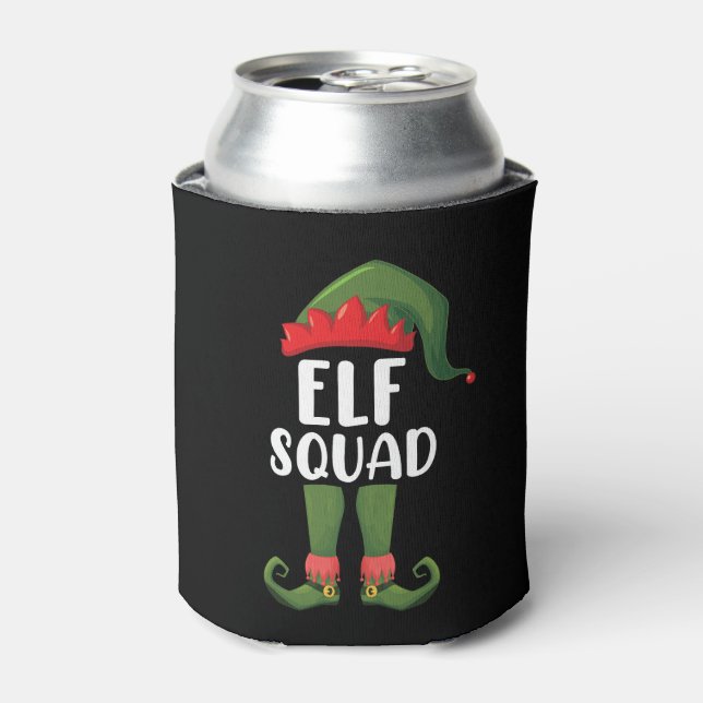 Elf Squad Funny Family Matching Christmas  Can Cooler (Can Front)