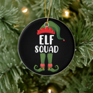 Elf Squad Funny Family Matching Christmas  Ceramic Tree Decoration