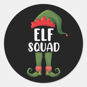 Elf Squad Funny Family Matching Christmas  Classic Round Sticker