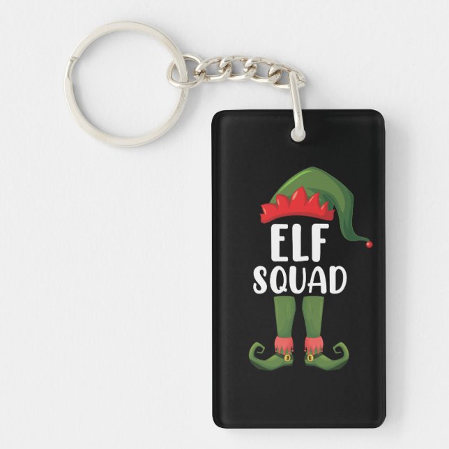 Elf Squad Funny Family Matching Christmas  Key Ring (Front)