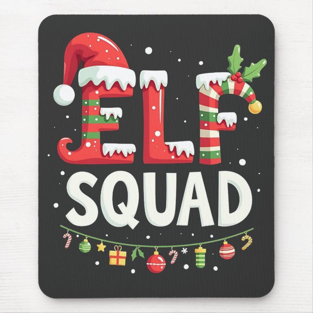 Elf Squad Funny Matching Christmas Outfit  Mouse Pad (Front)