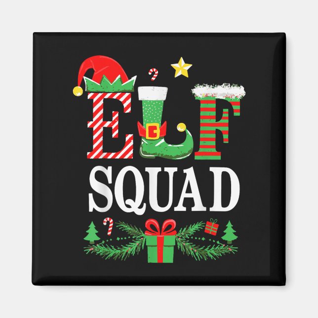 Elf Squad Shirt Kids Adult Men Women Christmas Cre Magnet (Front)