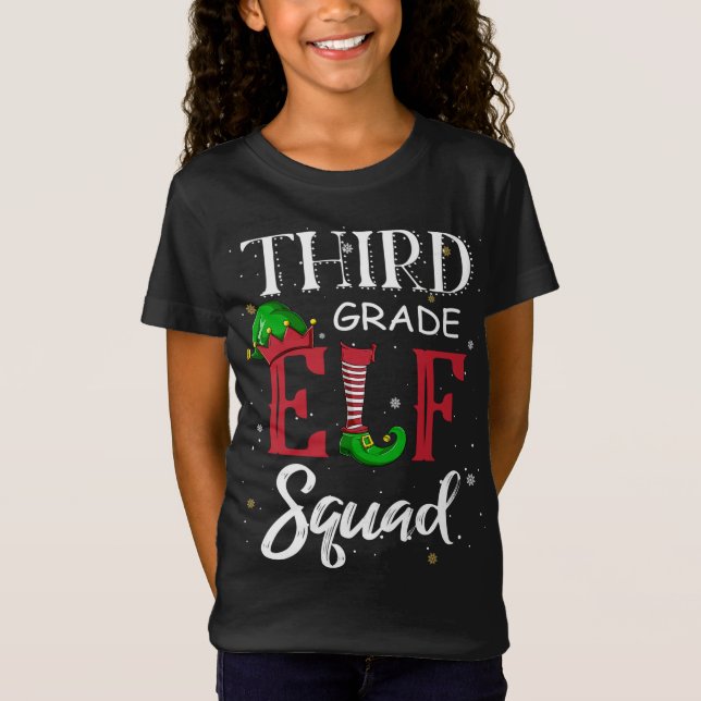 Elf Squad Third Grade Christmas Teacher Top (Front)