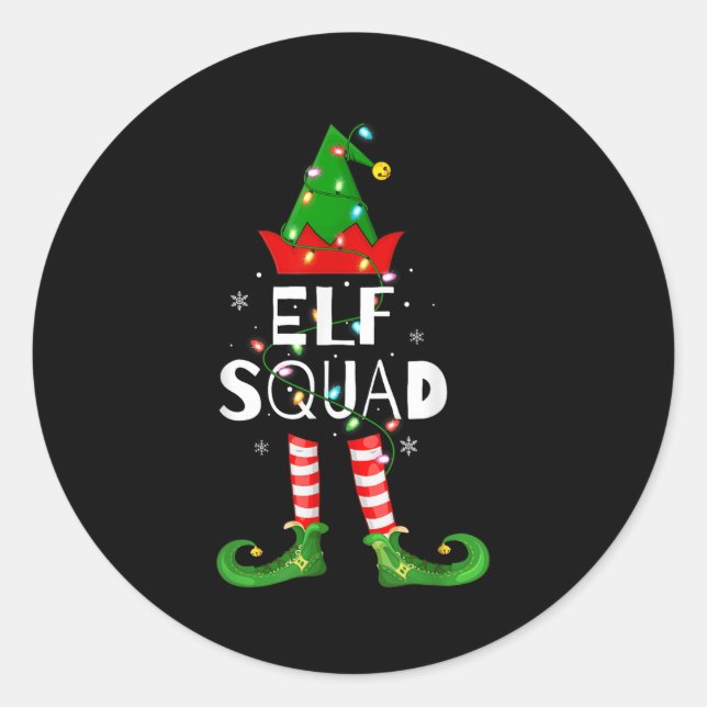 Elf Squad Xmas Matching Family Pyjamas Funny Elf C Classic Round Sticker (Front)