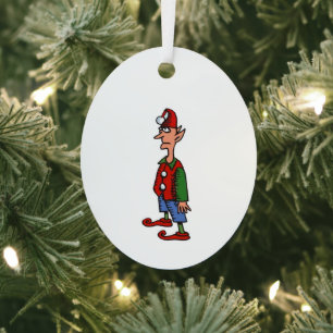 Elf Standing At Attention oval metal ornament