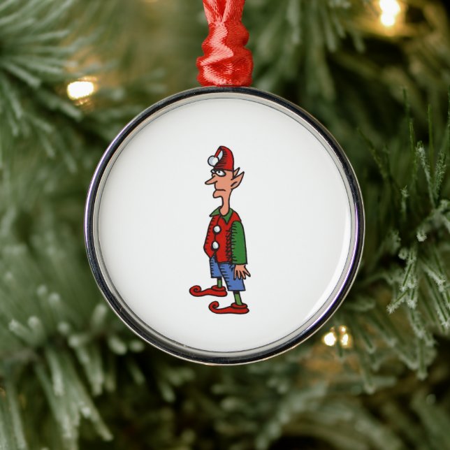 Elf Standing At Attention round premium ornament (Tree)