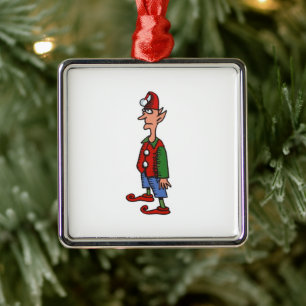 Elf Standing At Attention square premium ornament