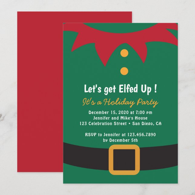 Elf Suit Holiday Party Invitation (Front/Back)