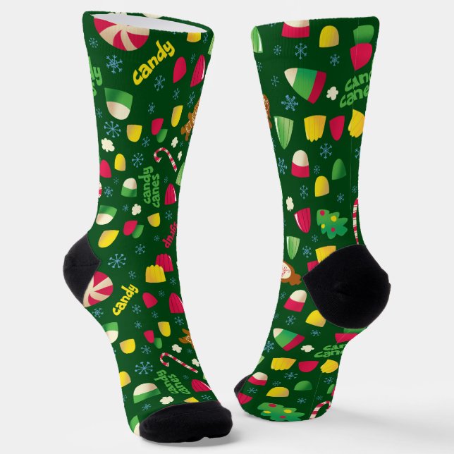 Elf the Movie Candy Pattern Socks (Angled)