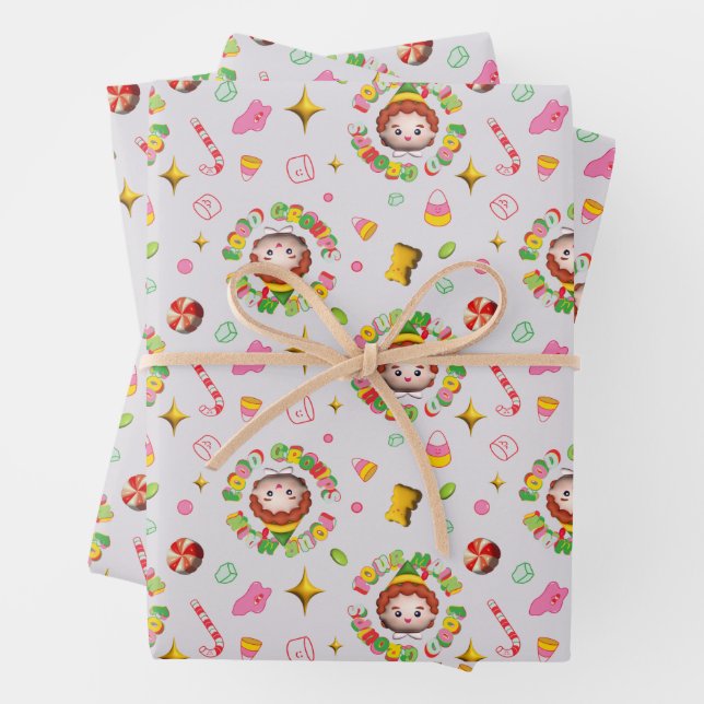 Elf the Movie | Four Main Food Groups Pattern Wrapping Paper Sheet (In situ)