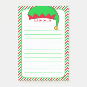 Elf To Do List & Green, Red & White Frame Post-it Notes