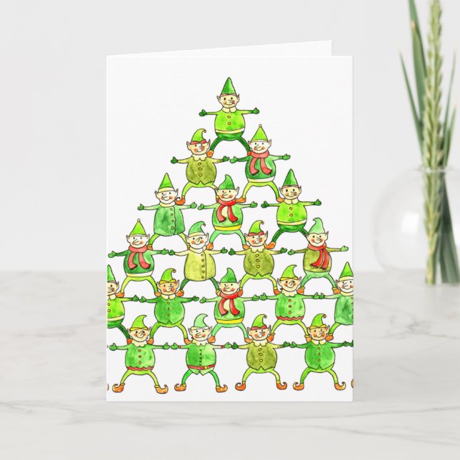 Elf Tree Christmas Card (Front)
