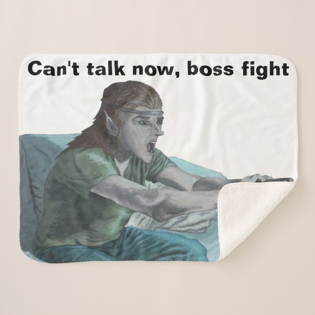 Elf Video Game Player Fantasy Art Sherpa Blanket (Front (Horizontal))