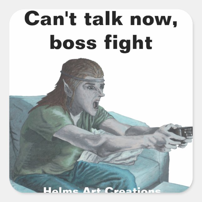 Elf Video Gamer Game Player Fantasy Art Stickers (Front)