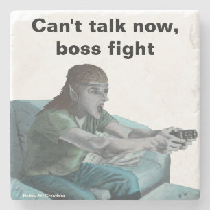 Elf Video Gamer Playing Video Games Stone Coaster