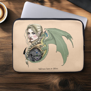 Elf Warrior Dragon Fantasy Magical Mediaeval Peach Laptop Sleeve