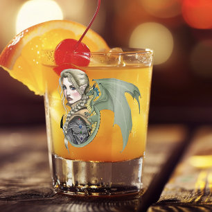 Elf Warrior Dragon Fantasy Magical Mediaeval Peach Shot Glass