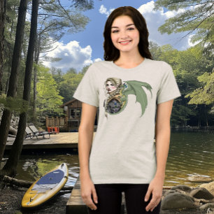 Elf Warrior Dragon Fantasy Magical Mediaeval Peach Tri-Blend Shirt