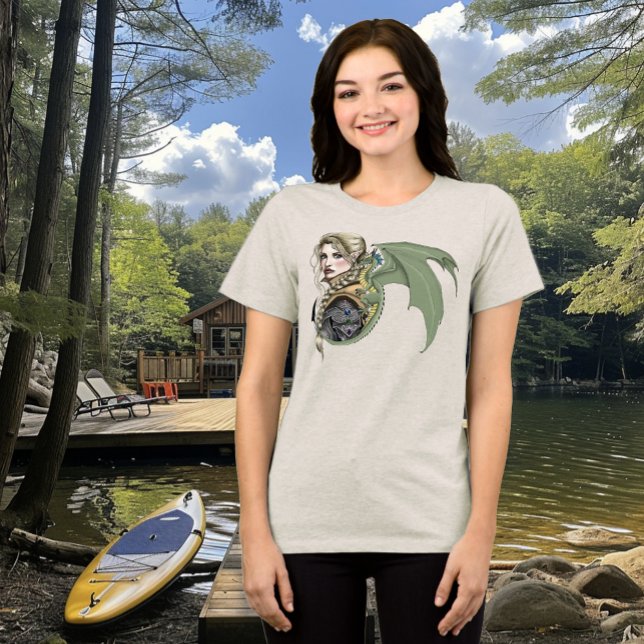 Elf Warrior Dragon Fantasy Magical Mediaeval Peach Tri-Blend Shirt (Creator Uploaded)