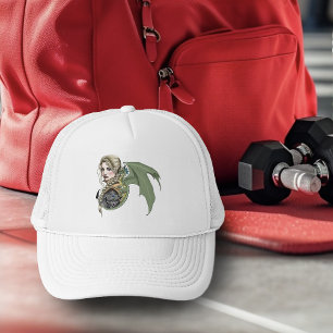 Elf Warrior Dragon Fantasy Magical Mediaeval Peach Trucker Hat