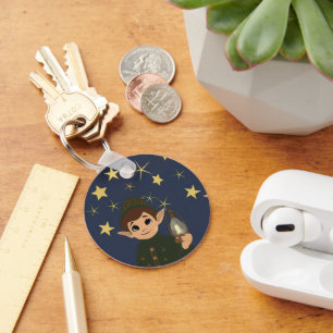 Elf Watcher Starry Night Aluminum Keychain