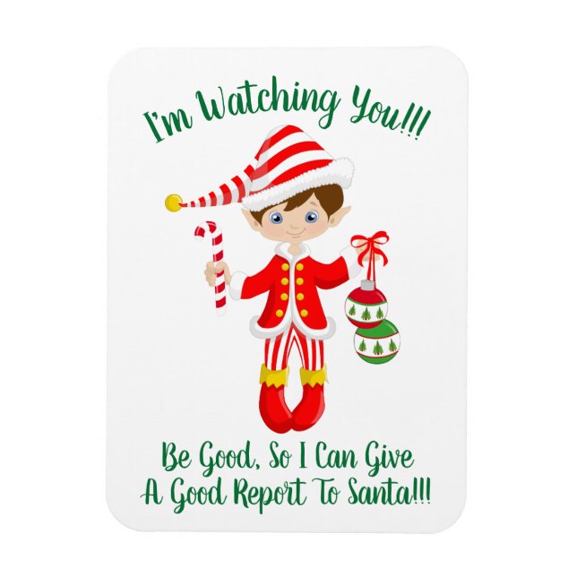 Elf Watching You Santa Christmas Fridge Magnet (Vertical)