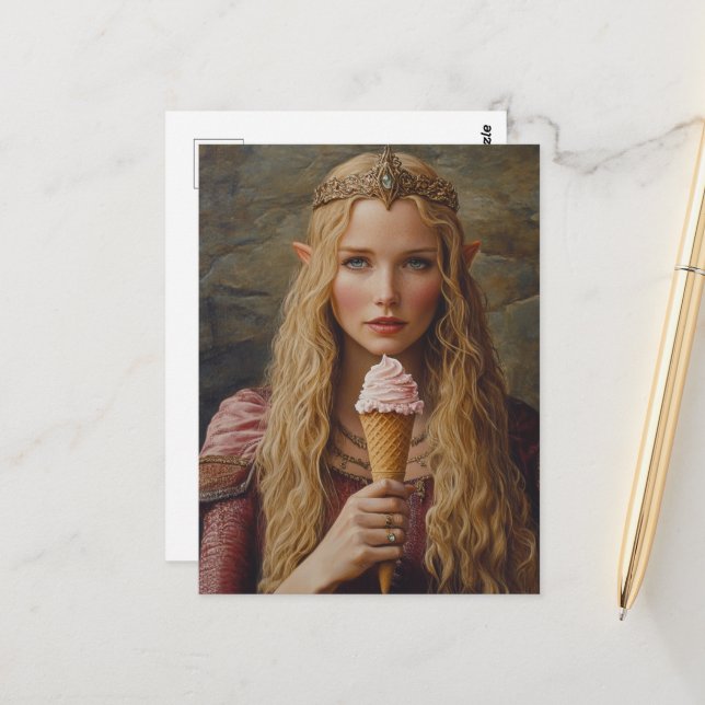 Elf With an ice cream cone Postcard (Front/Back In Situ)
