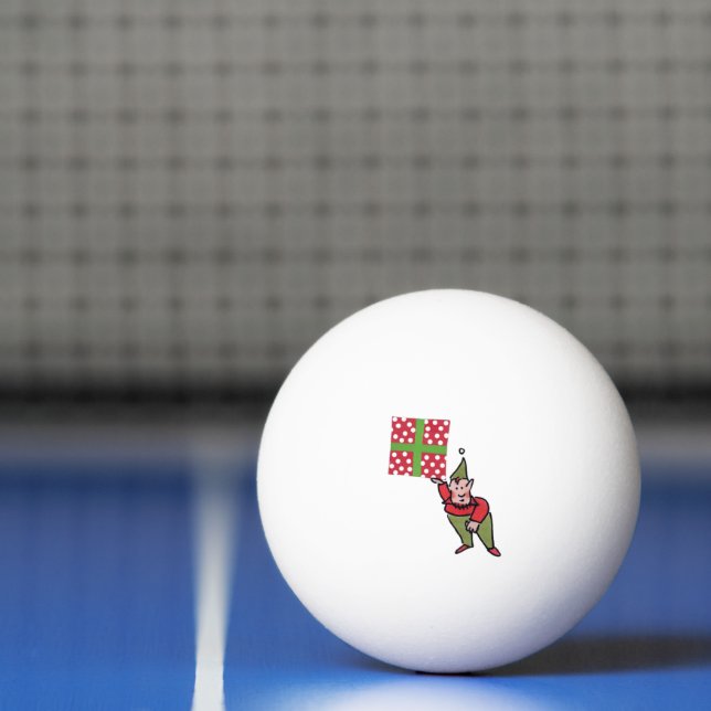 Elf With Polka Dot Gift 3-star ping pong ball (Net)