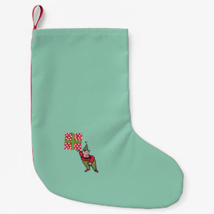 Elf With Polka Dot Gift Christmas stocking small
